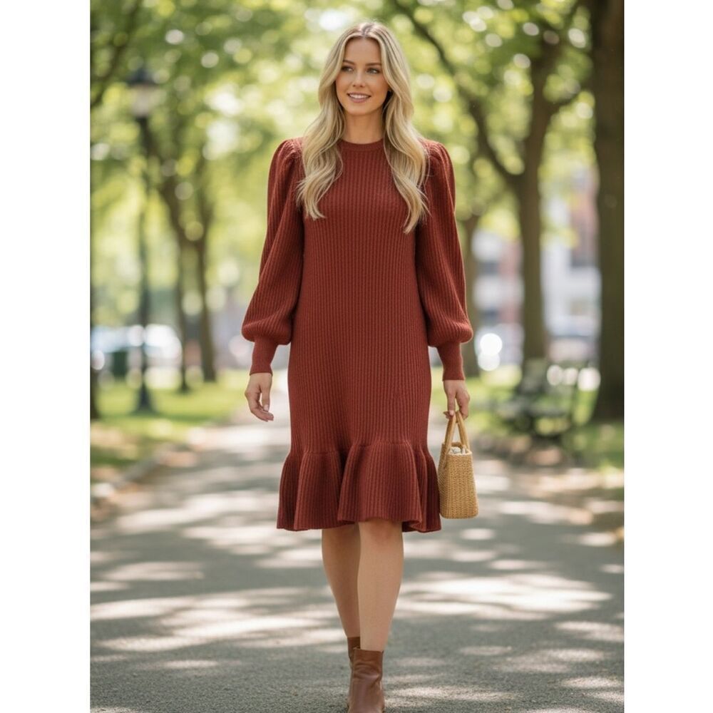 Love, Whit by Whitney Port Rust Sweater Dress Size S